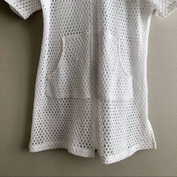 Donna Vintage Mesh Lace Zip-Up Beach Cover Up Dress | White | Size S - Picture 5 of 14